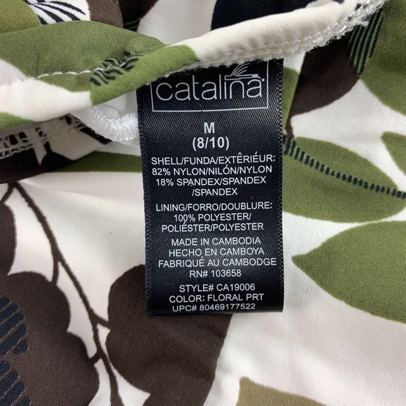 Catalina Medium 8 10 Swim Suit One Piece Floral CA19006 Olive Green Black White - Picture 4 of 5